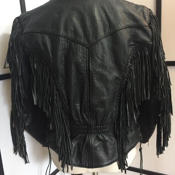 SOLD Jamin black leather fringe Motorcycle jacket - Picture 3 of 8